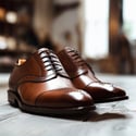 buying new brown business shoes in an online webshop