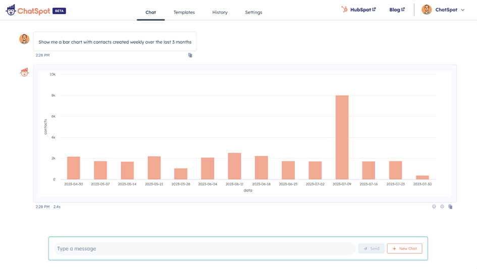 AI chatbot ChatSpot HubSpot rapportages maken - statistieken