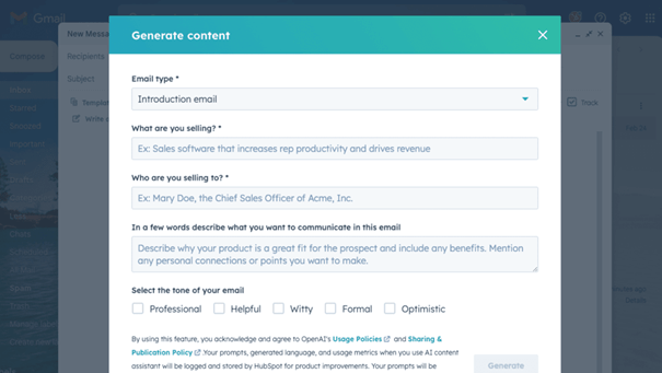 AI-aangedreven e-mails genereren met HubSpot AI