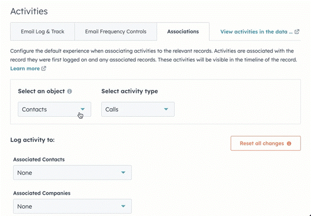 Activiteitsinstellingen aanpassen in Hubspot