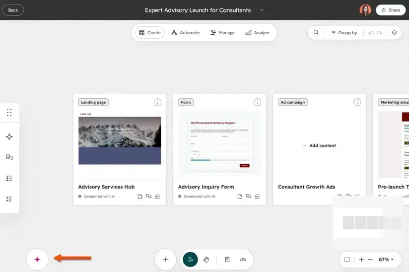 Assets maken met AI in de Marketing Studio van HubSpot (1)