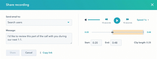 Audio opnames delen in HubSpot