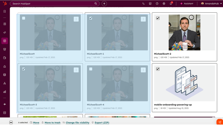 Bestanden selecteren en verslepen in HubSpot