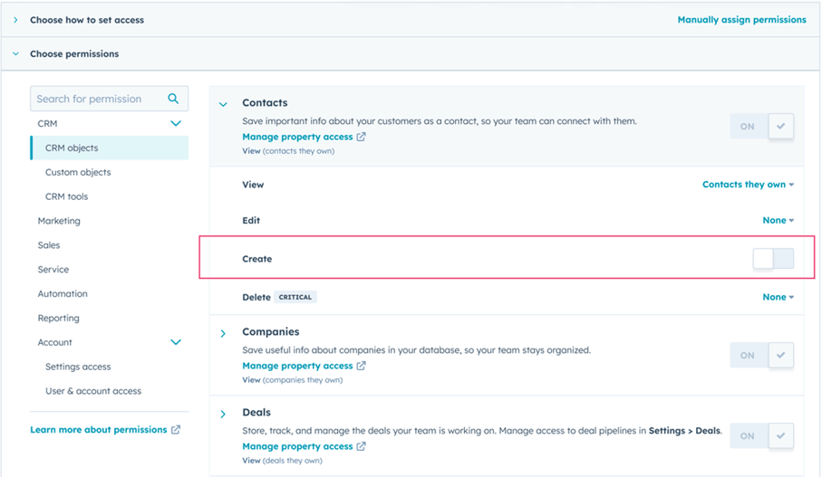 Bewerkingsrechten voor objecten in HubSpot