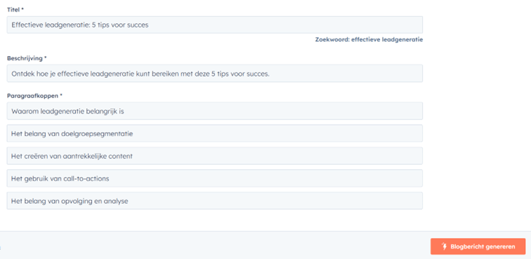 Blog genereren met de blog generator in HubSpot