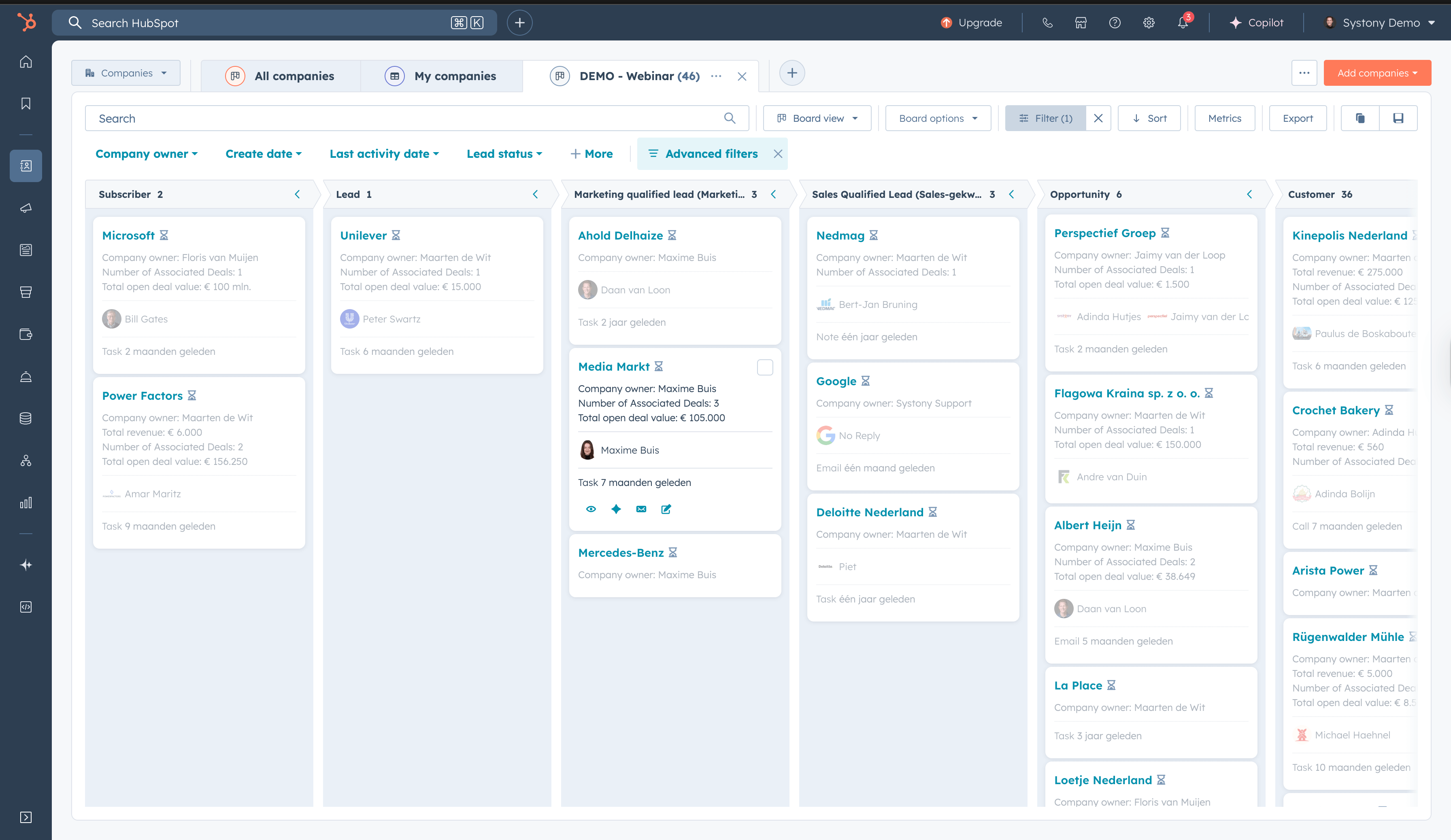 Boardview bedrijven in HubSpot