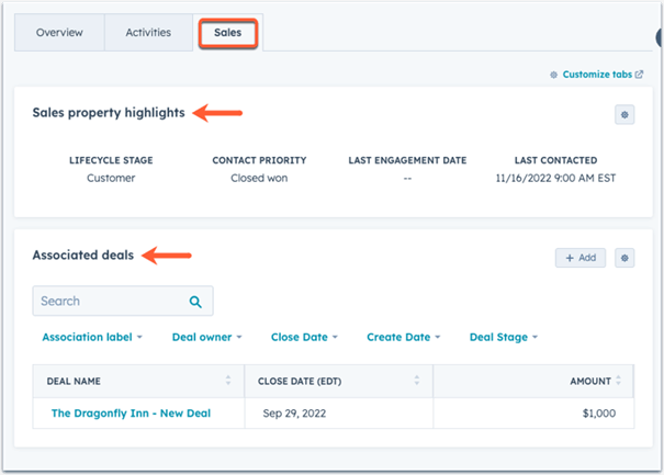 CRM Recordpagina Editor in HubSpot kaarten