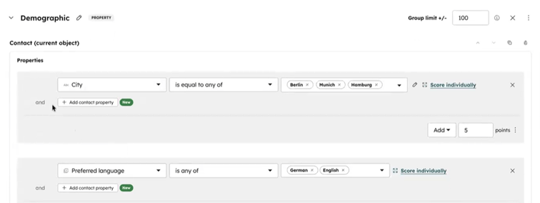 Conditionele Lead Scoring met ‘and’ in HubSpot