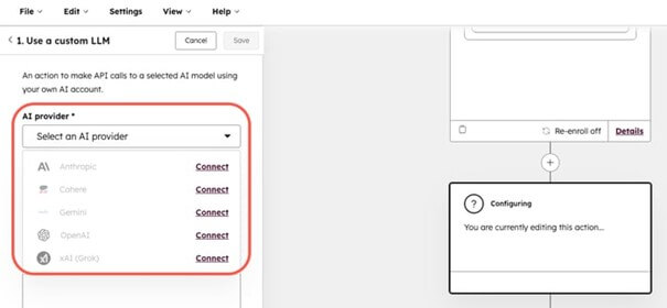 Custom LLMs in HubSpot workflows