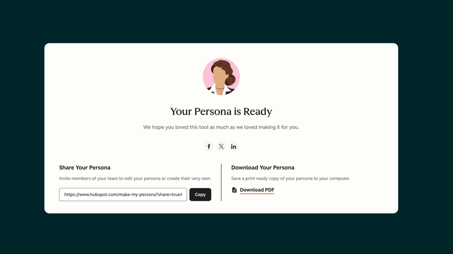 Deel je AI-persona met een link of PDF