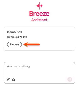 Demo afspraak voor bereiden met Breeze AI in HubSpot