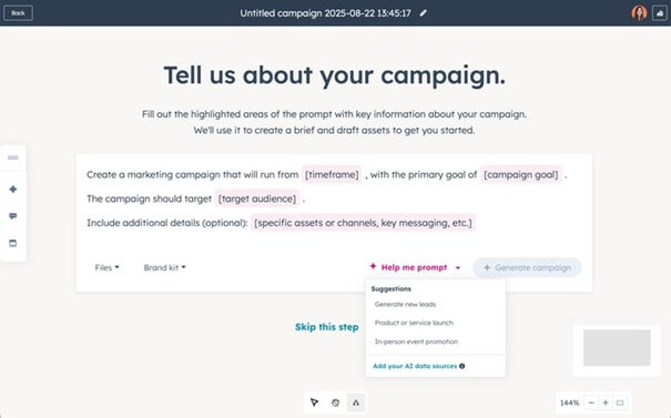 Details campganetool Marketing Studio HubSpot