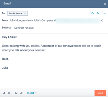 E-mail opstellen in de Conversations Inbox van HubSpot