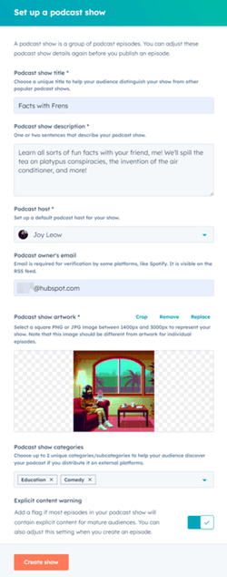 Een podcastaflevering maken met de podcasttool van de Content Hub van hubSpot-min