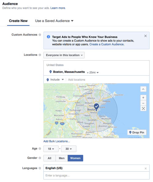 Facebook marketingen - doelgroep specificeren