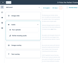 Gebruik de video editor van HubSpot voor je TikTok-videos