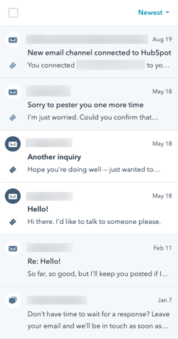 Gesprekken in de Conversations Inbox van HubSpot