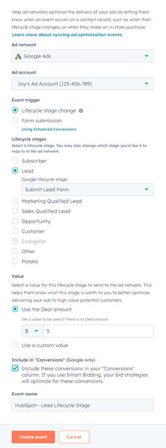 Google Ads Event trigger