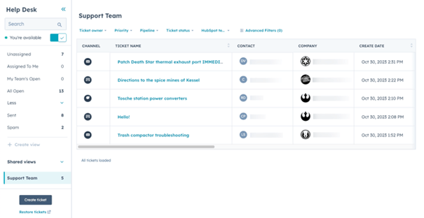 Helpdesktool in HubSpot