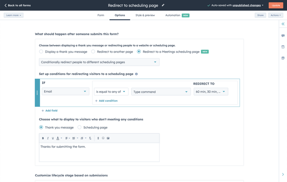 HubSpot Sales Hub AI Artificial Intelligence - leadformulier routering