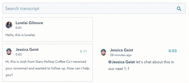 HubSpot Sales Hub AI Artificial Intelligence - transcripties trefwoorden zoeken