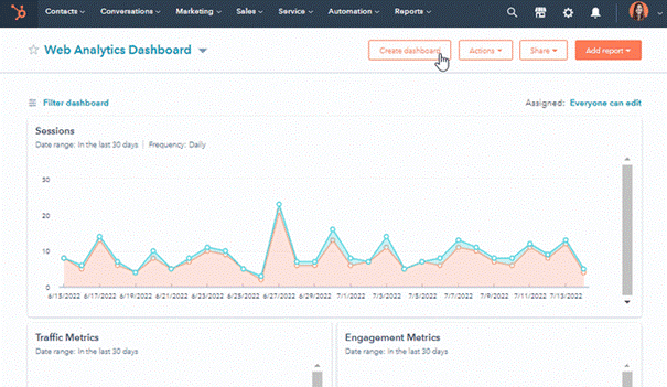 HubSpot Updates november 2023 - business units dashboard