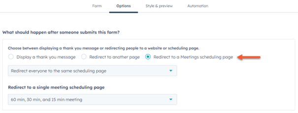 HubSpot Updates november 2023 - leadformulier routering afsprakentool