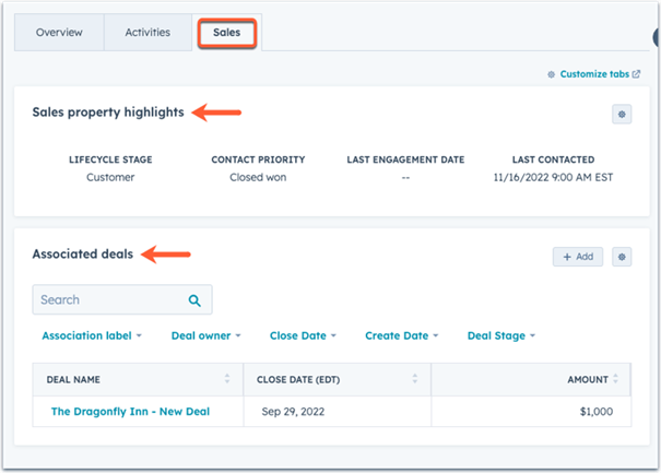 HubSpot Updates november 2023 - tabbladen en kaarten van records