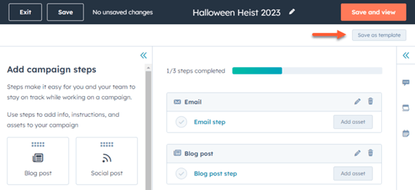 HubSpot campagnesjabloon stapjes toevoegen