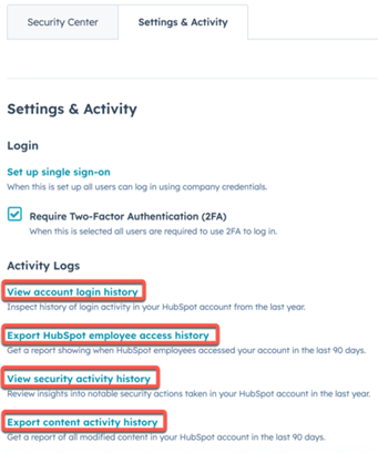 HubSpot geschiedenis account activiteiten