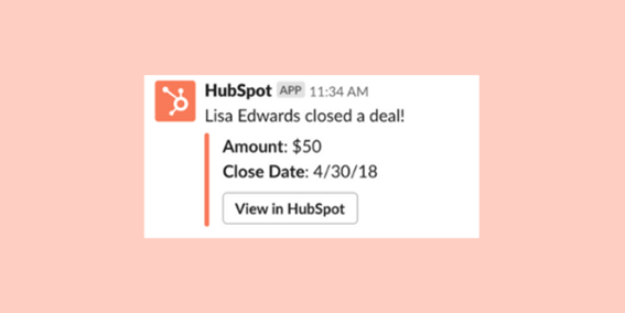 HubSpot melding in Slack