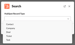 HubSpot records in Slack zoeken
