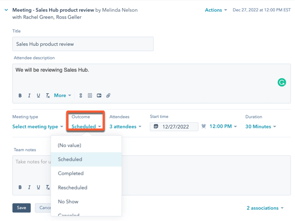 HubSpot updates juni 2023 - meetings inplannen namens iemand anders resultaat afspraak
