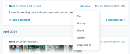 Individuele activiteiten delen in HubSpot