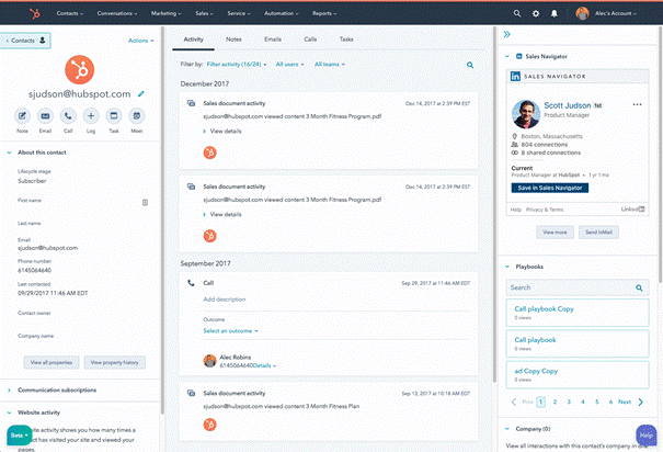 Integratie HubSpot LinkedIn Sales Navigator InMails en Connectieverzoeken versturen