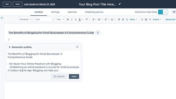 Maak content met je AI-aangedreven contenttool in HubSpot