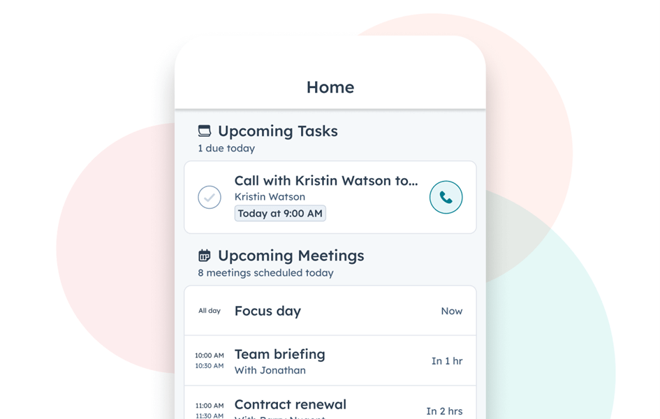 Meer omzet genereren met populaire salestools van HubSpot - salestaken mobiele HubSpot app