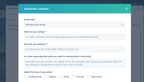 OpenAi Content Assistant HubSpot - content genereren