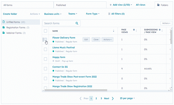 Organiseer je formulieren met formuliermappen in HubSpot