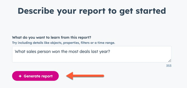 Rapportages genereren met HubSpot AI