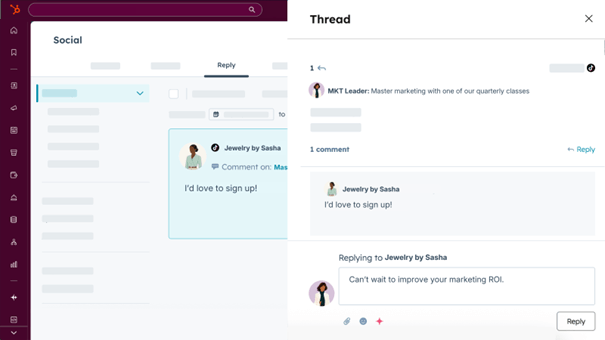Reageer vanuit HubSpot op reacties in TikTok