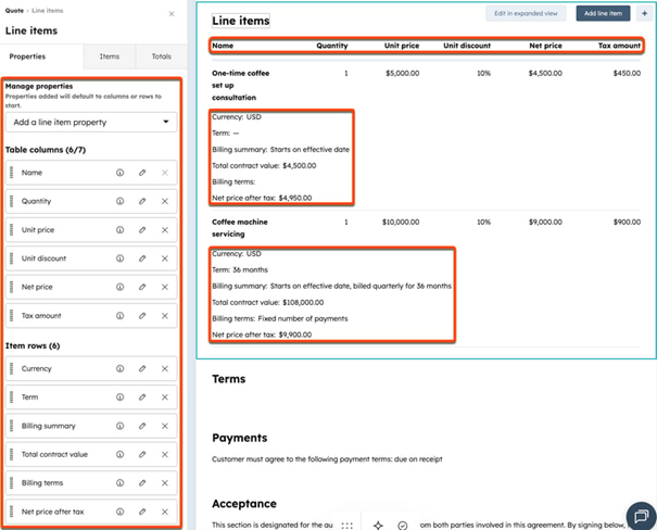 Regelitems in de offertetool van HubSpot - HubSpot CPQ