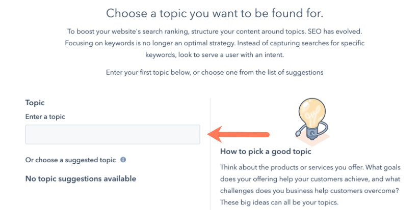 SEO content onderwerp zoeken met SEO tool van HubSpot
