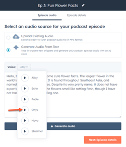 Selecteer een AI-stem voor je podcast in Hubspot-min