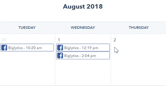 Sociale media planner en kalender HubSpot - drag and drop functie