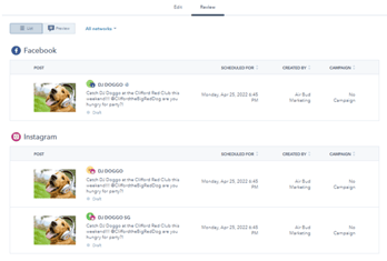 Sociale media planner en kalender HubSpot - sociale media posts bekijken