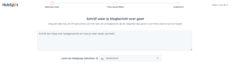 Vertel de AI blog generator waar je blog over gaat.