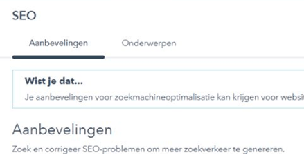 HubSpot SEO topic tool - bekijk de aanbevelingen of maak onderwerpen aan in HubSpot Marketing Hub