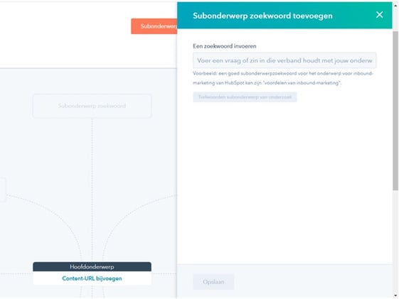 voeg in een onderwerp toe in de hubspot seo topic tool