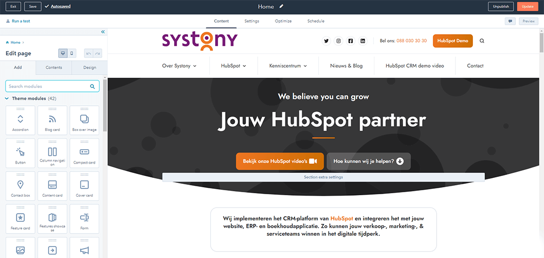 HubSpot CMS Hub - Homepage-Screenshot